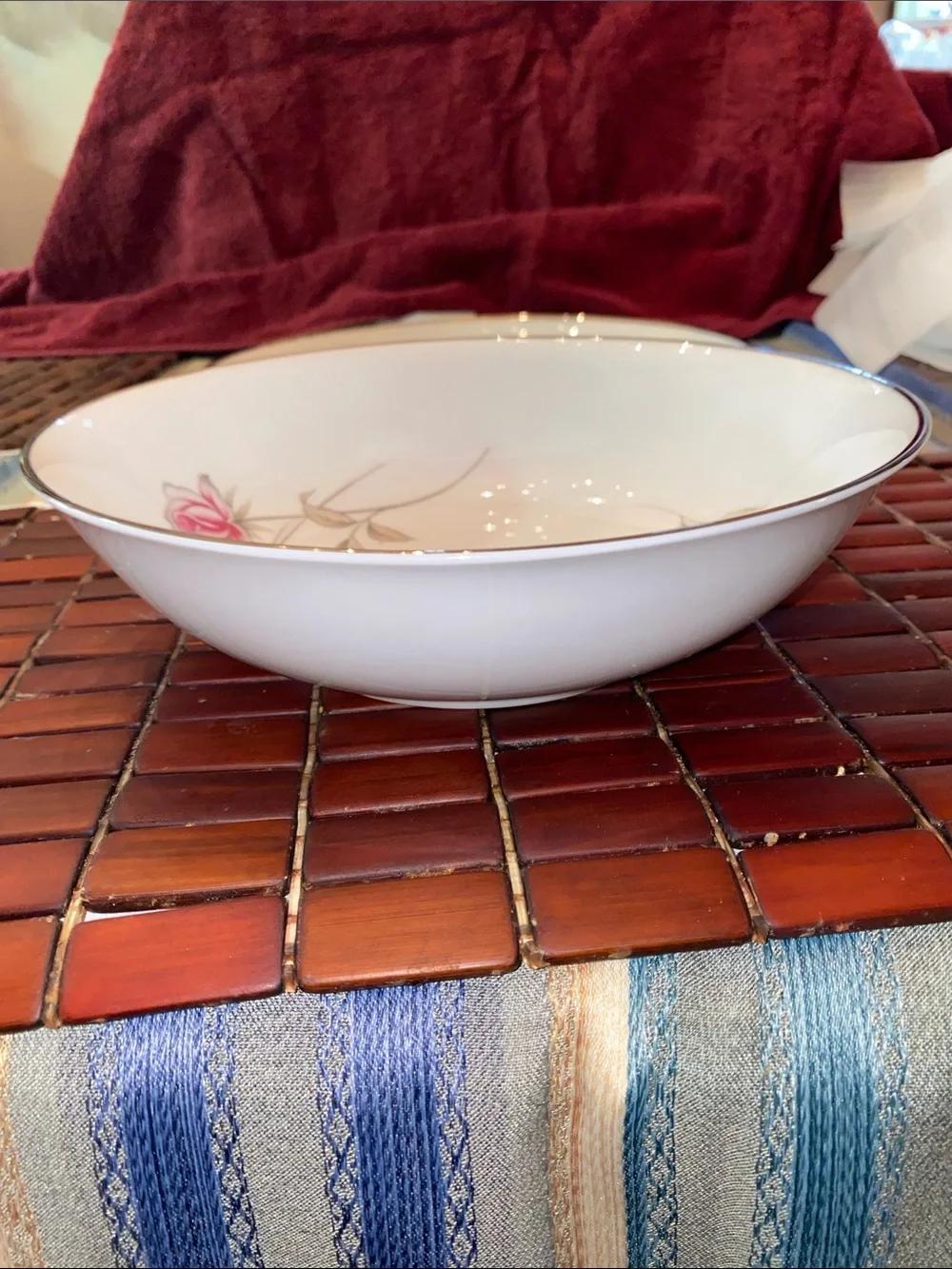Vintage Seizan White Porcelain Dinner and Serving Bowls with Pink Rose Motif